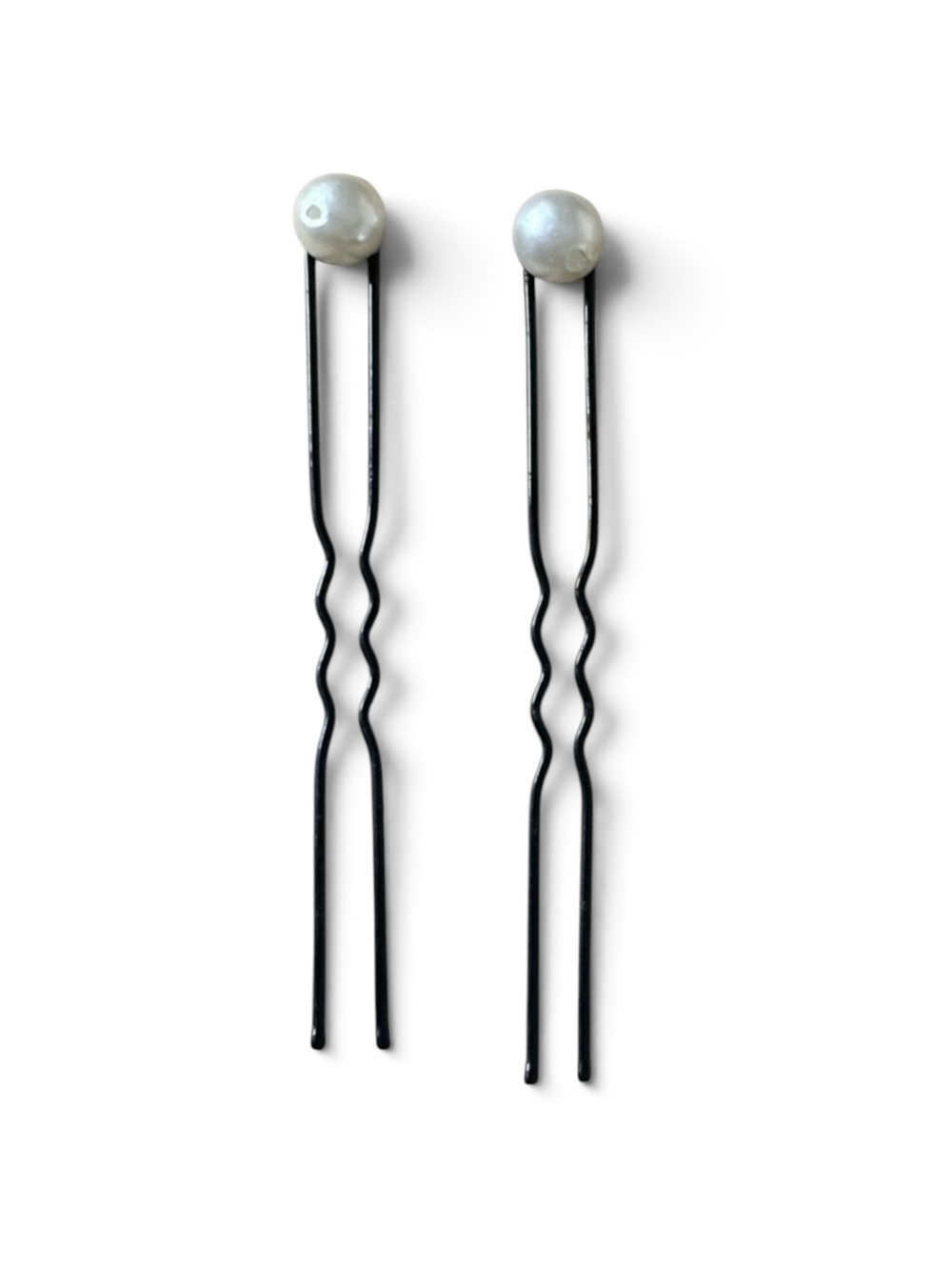 Pearl Accent Black Bobby Pins - Set of 2